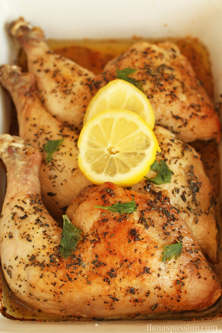 Easy to make Basil Baked Chicken Legs topped with butter I OHMY-CREATIVE.COM