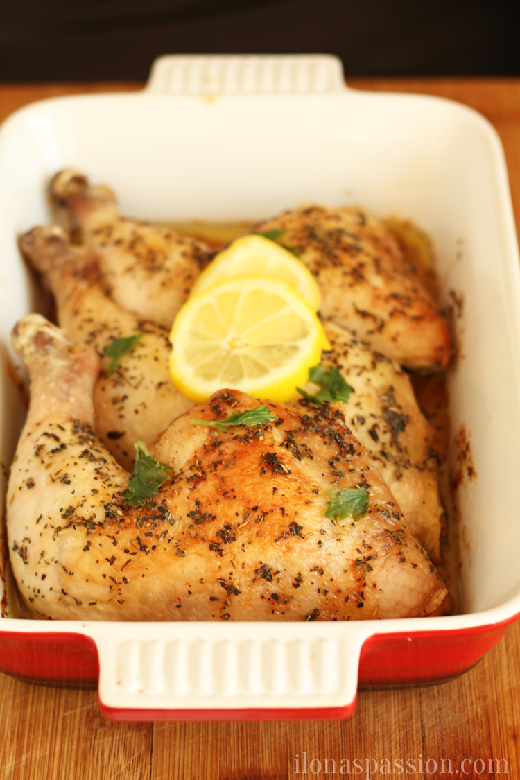 Easy to make Basil Baked Chicken Legs topped with butter I Oh My Creative