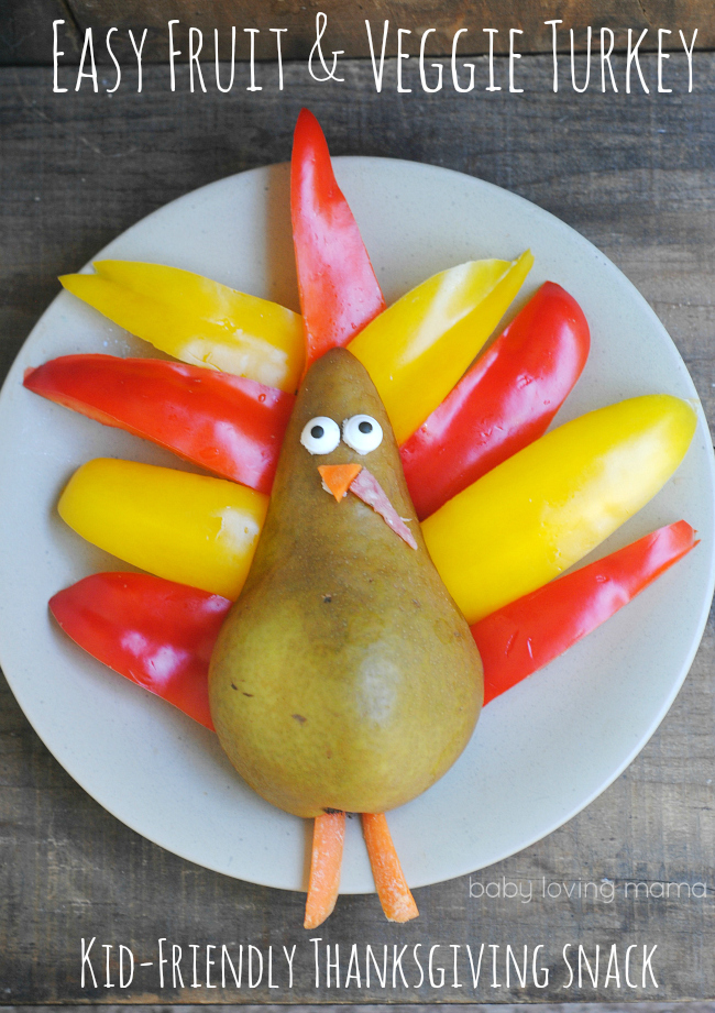 Fruit and Veggie Turkey for a Kid Friendly Snack