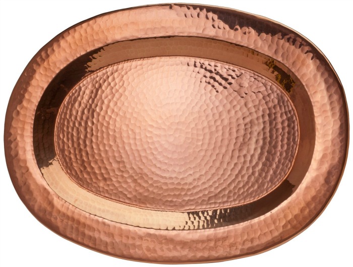 Sertodo Thessaly Platter, 16 inch x 11 inch Oval, Hammered Copper
