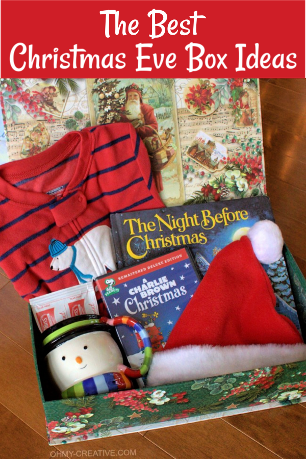 How to Create the Best Christmas Eve Box! Adorable ideas to fill your child's Christmas Eve Box and build the excitement of Santa's arrival! OHMY-CREATIVE.COM #nightbeforechristmasbox #christmasevebox #kidschristmasgift #christmasevetraditions