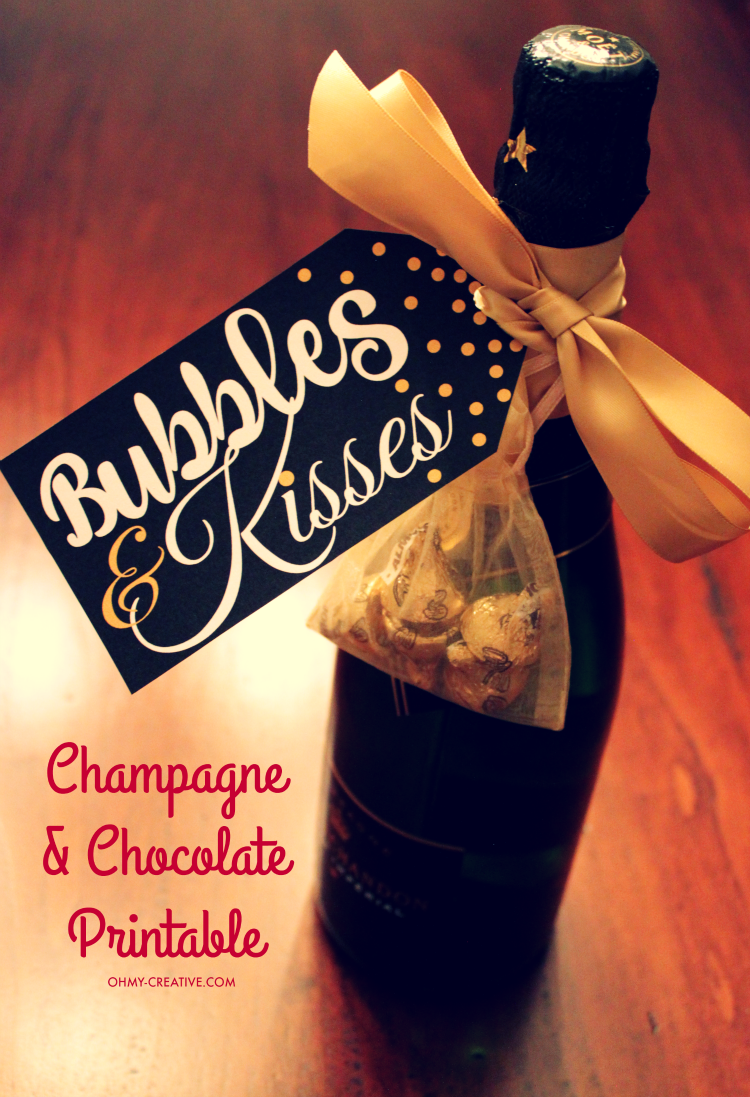 Champagne Bubbles And Kisses Free Printable Gift Tag