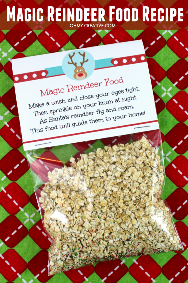 Help guide Santa's sleigh on Christmas Eve with this fun Magic Reindeer Food Recipe! Cool printable too! | OHMY-CREATIVE.COM