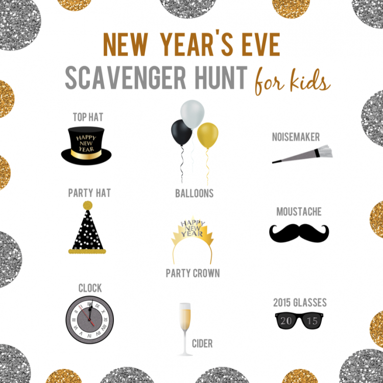 New Year's Eve Kids Scavanger Hunt Printable