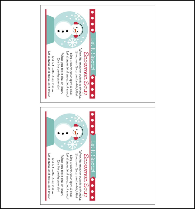 This Snowman Soup Gift Recipe is easy to make and a perfect handmade gift for the holidays! | OHMY-CREATIVE.COM | Snowman soup labels | snowman soup poem | snowman soup printables | snowman soup tags | Christmas Gift