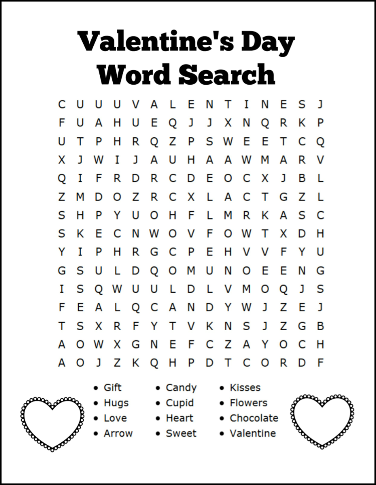 Free Printable Valentine's Day Word Search for Kids | OHMY-CREATIVE.COM