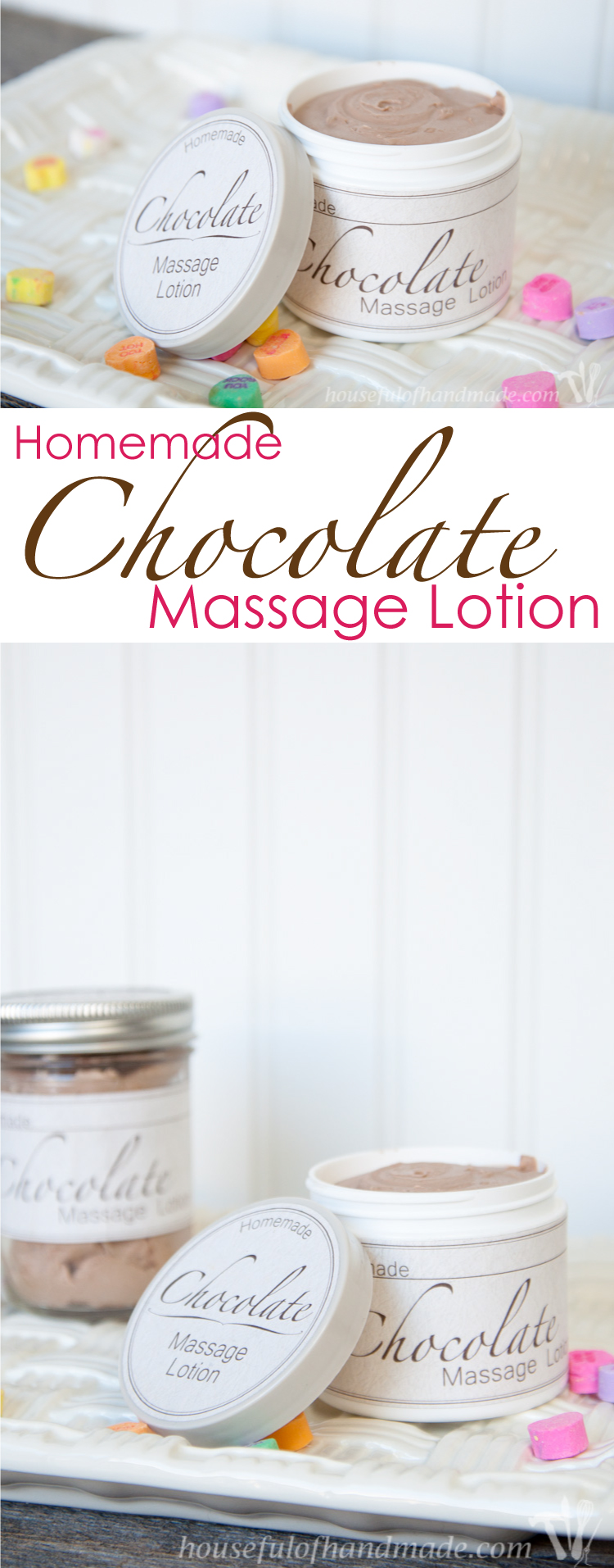 Celebrate Valentine's Day with your sweetheart with homemade chocolate massage lotion. | OHMY-CREATIVE.COM | Chocolate Massage | Chocolate Lotion | Chocolate Body Lotion | Massage Cream | Chocolate Massage Cream | Romantic Gift 