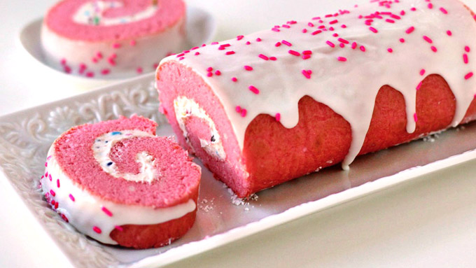 Pink Velvet Cake Roll