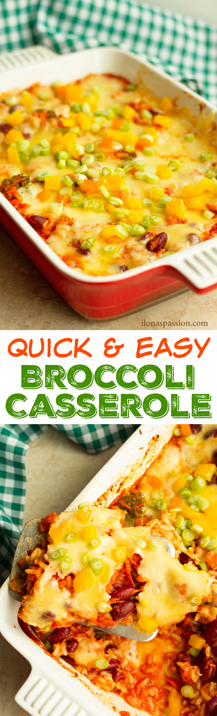 Perfect for weeknight dinner - Easy Broccoli Casserole with kidney beans, cheese and rice. A great meatless dinner idea! I OHMY-CREATIVE.COM