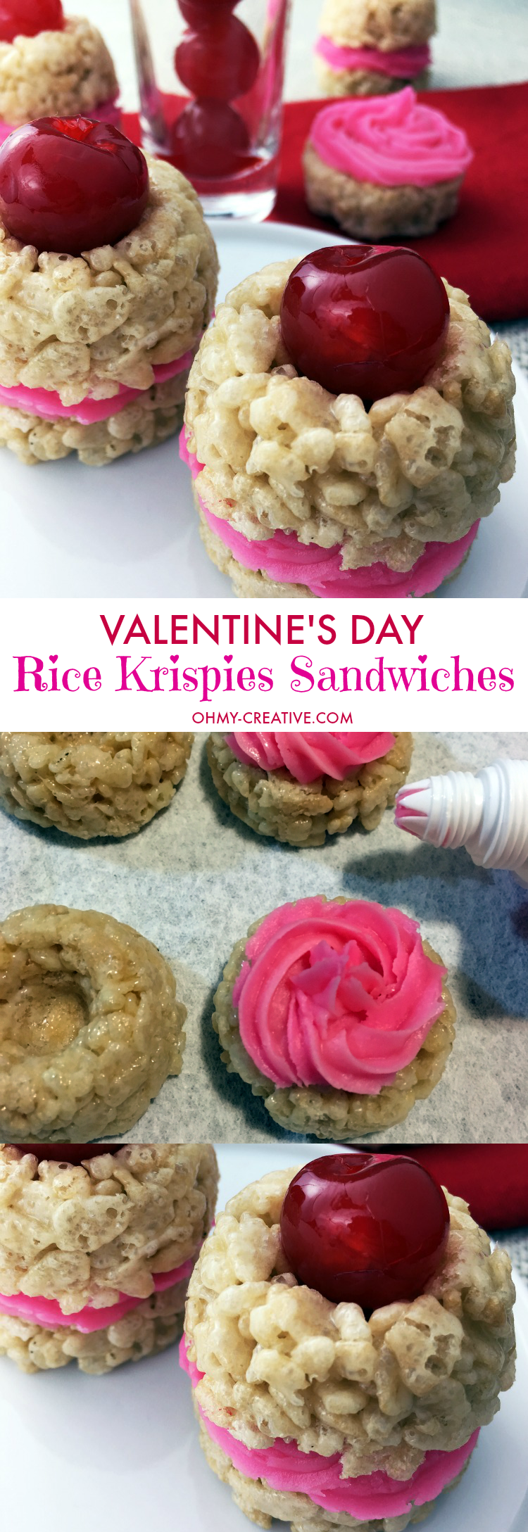 Valentine's Day Rice Krispie Treat Sandwiches - easy to make and sweet to eat! | OHMY-CREATIVE.COM