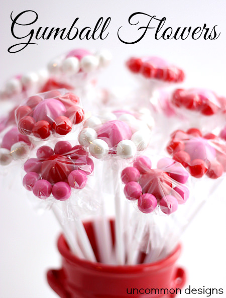 valentine treat gumball flowers