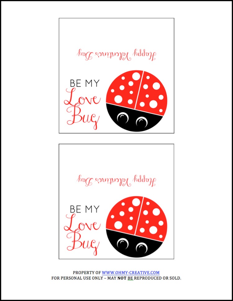 Love Bug Printable Valentine s Day Cards Oh My Creative