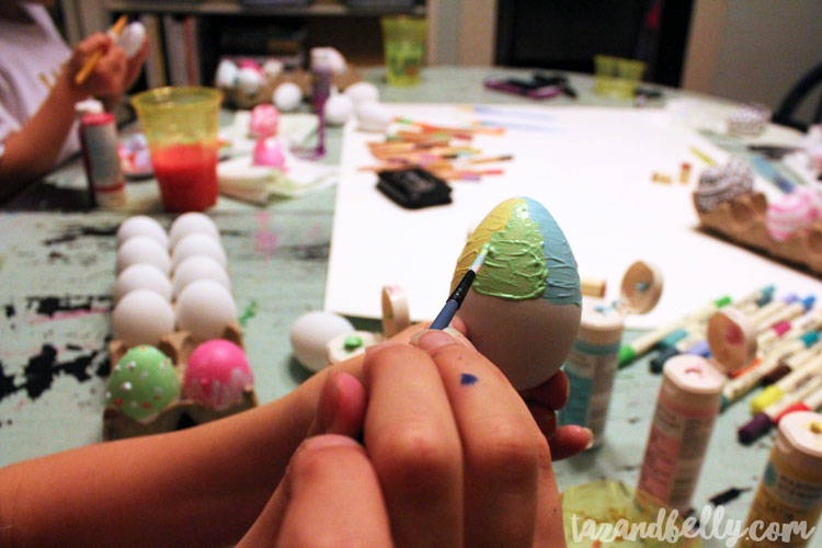 These DIY Painted Easter Egg Designs can be made using art supplies you already have on-hand. Use paper eggs and you'll be able to use them year after year! | OHMY-CREATIVE.COM