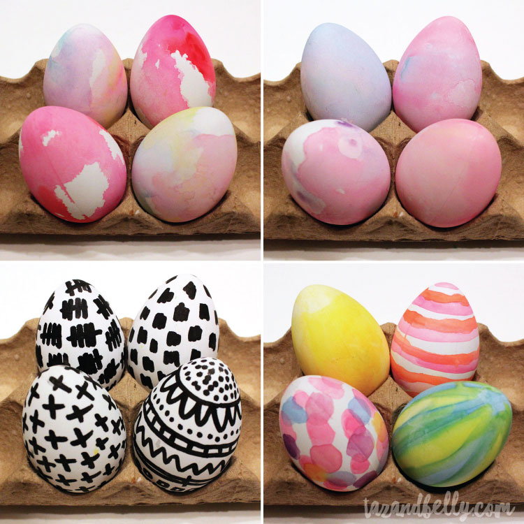 These DIY Painted Easter Egg Designs can be made using art supplies you already have on-hand. Use paper eggs and you'll be able to use them year after year! | OHMY-CREATIVE.COM