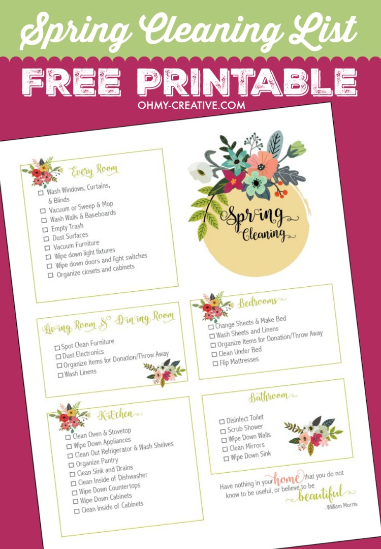 Spring Cleaning Checklist Free Printable