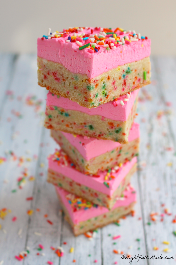 Funfetti Frosted Sugar Cookie Bars DelightfulEMade.com