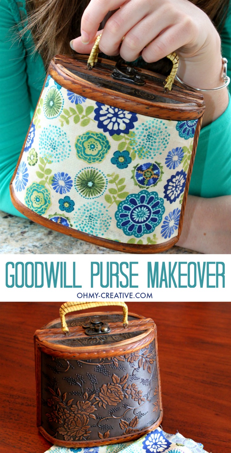 I love a DIY trash to treasure project like this Upcycled Goodwill Purse Makeover - a great Thrift Store Find! It was easy to create this fun fashion accessory with a few extra dollars!  |  OHMY-CREATIVE.COM