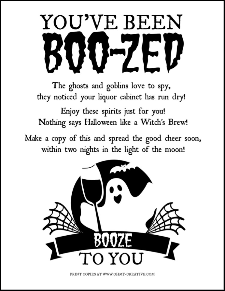 You've Been Boozed Free Printable Oh My Creative