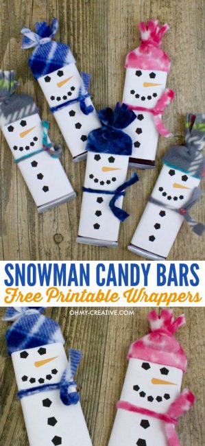Snowman Free Printable Candy Bar Wrapper Template - Oh My Creative