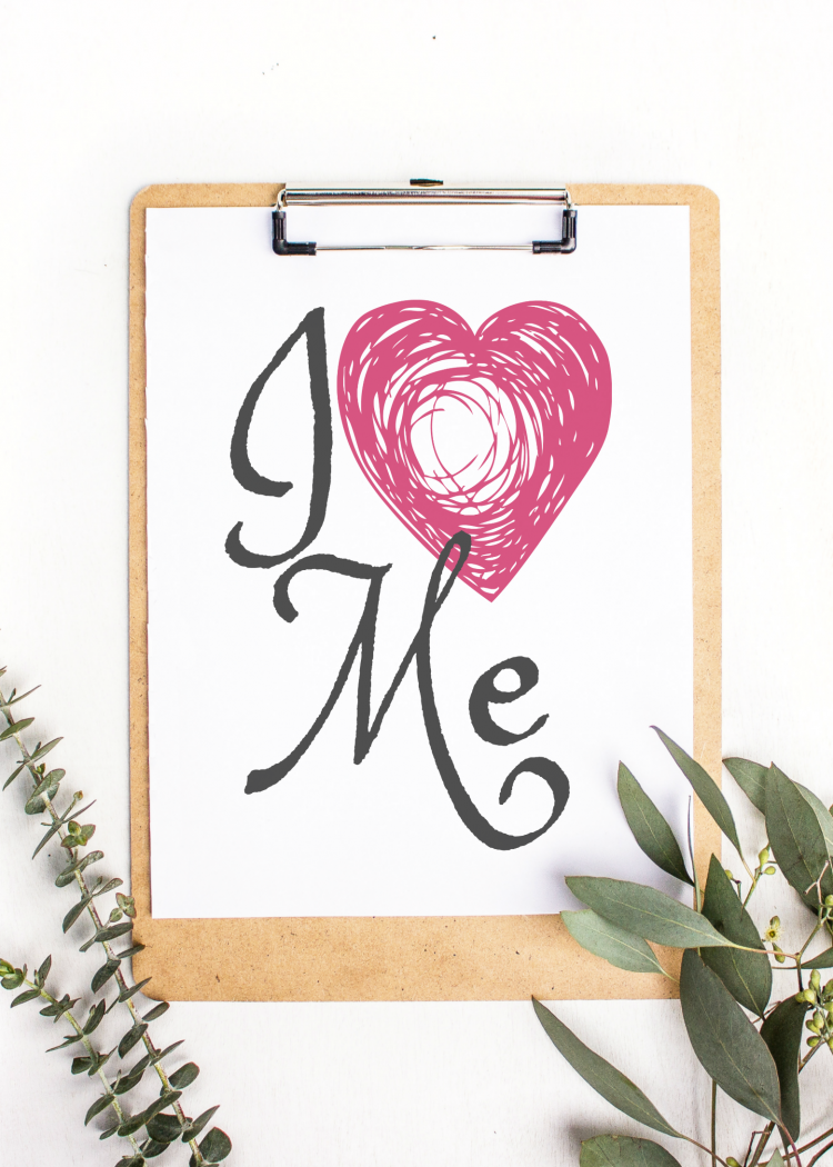 I Love Me Quote Free Printable! A daily reminder to take care of yourself! | OHMY-CREATIVE.COM | Printable | free printable | motivation quote | heart printable | love | love myself |