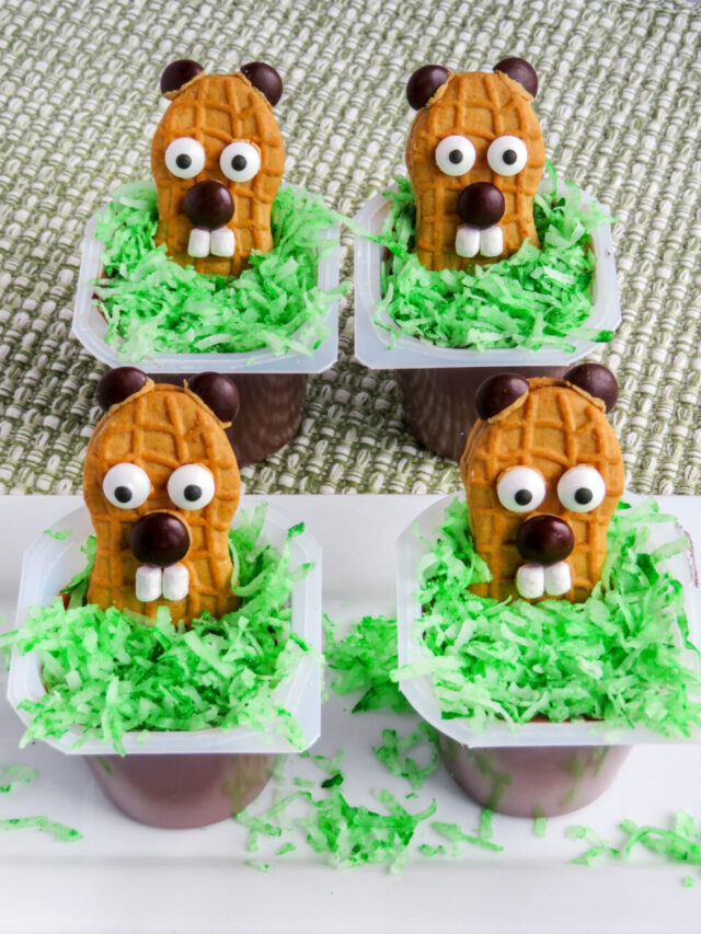 Edible Groundhog Day Craft: Pudding Cups