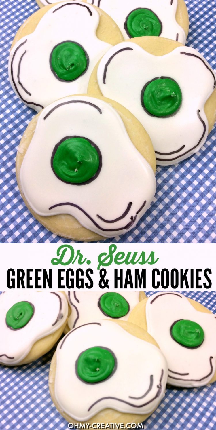 Dr. Seuss Green Eggs and Ham Cookies | Dr. Seuss Day | OHMY-CREATIVE.COM || Cookies | kids recipe | green eggs and ham food | preschool activity | kindergarten activity | Dessert