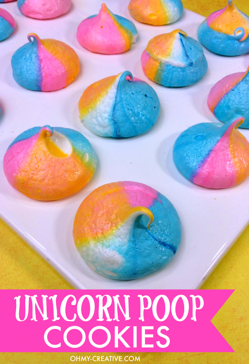 Meringue Unicorn Poop Cookies Recipe | OHMY-CREATIVE.COM | Unicorn Cookies | Unicorn Foods | Rainbow Unicorn Cookies | Poop Cookies | Unicorn Poop | Unicorn Pop | Meringue Cookies | Easy Meringue Recipe