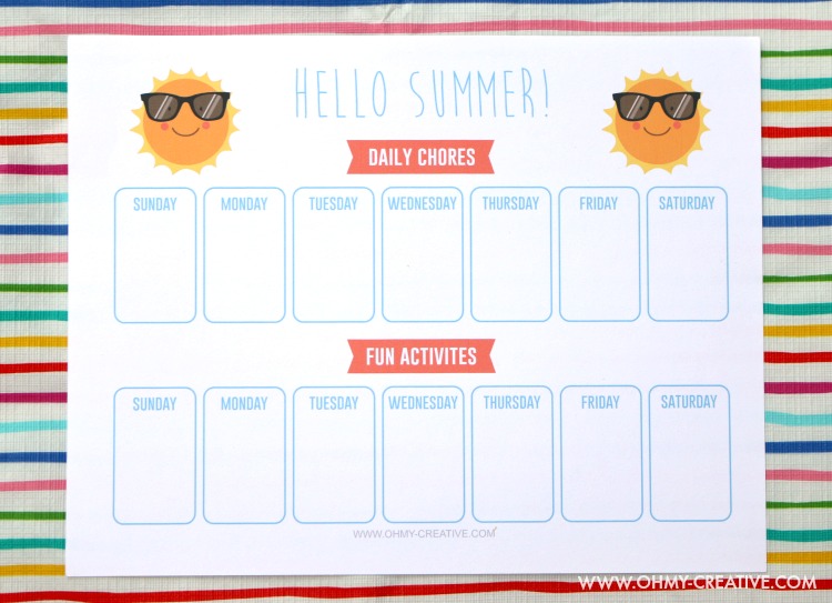 A fun Summer Activities For Kids Planner Printable that will help you keep all of your family's summer activities organized. | OHMY-CREATIVE.COM | Summer Printable | Calendar Printable | Summer Reading List Printable | Summer Bucket List Printable | Tech Rules Printable for Kids | kids Printables | Kids Chore List Printable | Kids Summer Activities
