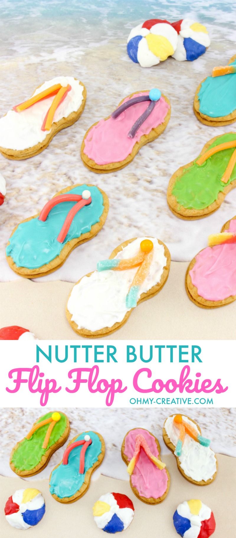 How to make Nutter Butter Flip Flop Cookies | Summer Desserts | Beach Party Cookies | Beach Theme Party Desserts | Pool Party Desserts | Nutter Butter Cookies | Luau Party | Easy Flip Flop Cookies | Sweets 