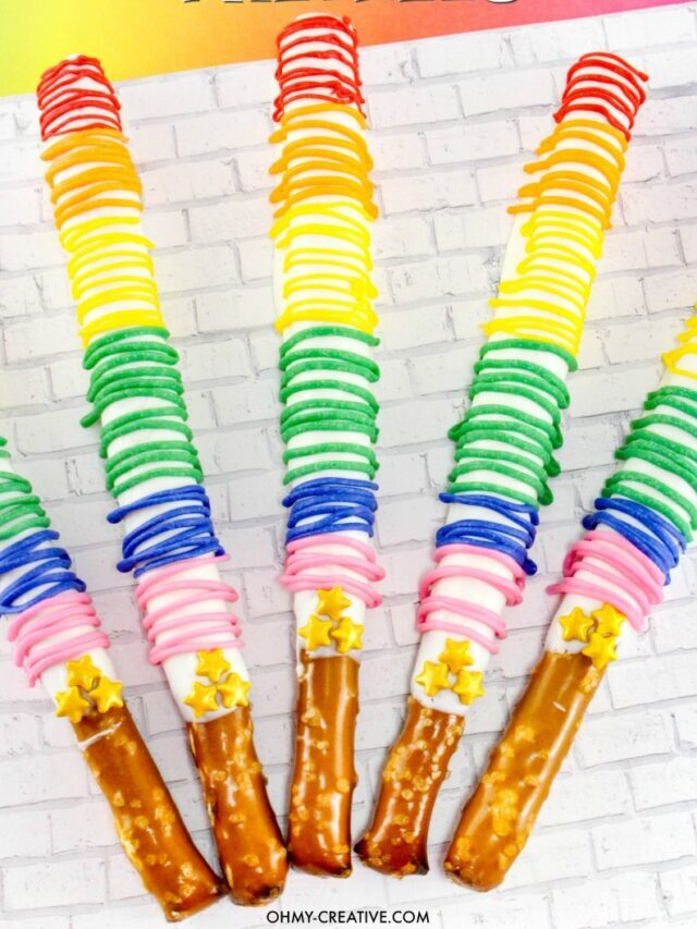 Rainbow Chocolate Covered Pretzel Rods