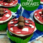 These Ant Picnic Cupcakes are perfect to add to your picnic menu! | OHMY-CREATIVE.COM | picnic idea | Picnic food | picnic dessert | easy picnic food | picnic table cupcakes | best picnic foods | good picnic foods | ant cupcakes | malted milk ball ants