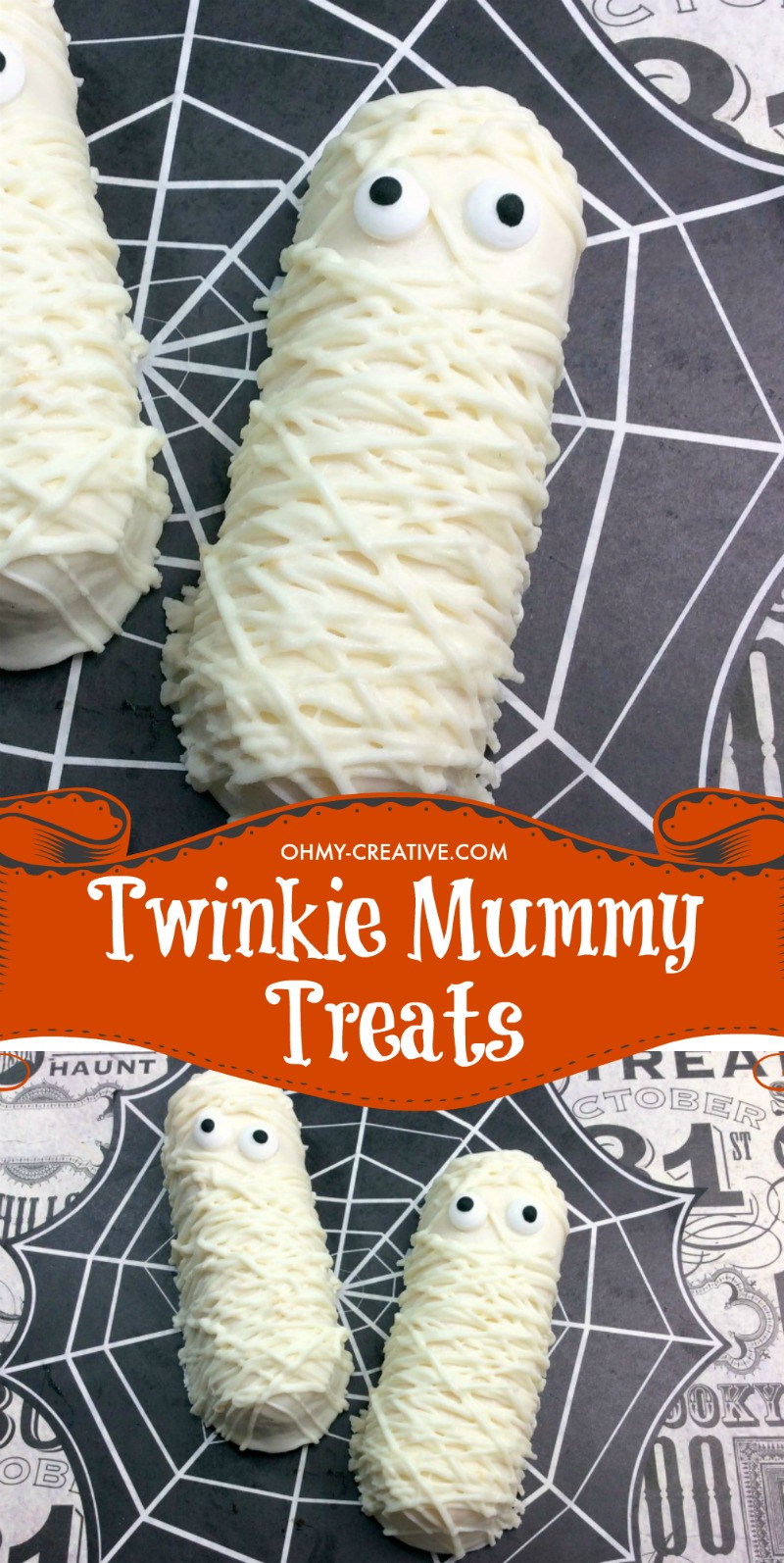 Finished Twinkie Mummy cakes - perfect Halloween party treats 
