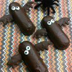 Halloween Twinkie Chocolate Bats | OHMY-CREATIVE.COM | Halloween Bat Desserts | Bat Treats | Halloween Pops | Halloween Food Ideas for Kids | Halloween Finger Foods | Halloween Themed Food | Easy Halloween Treats | Chocolate