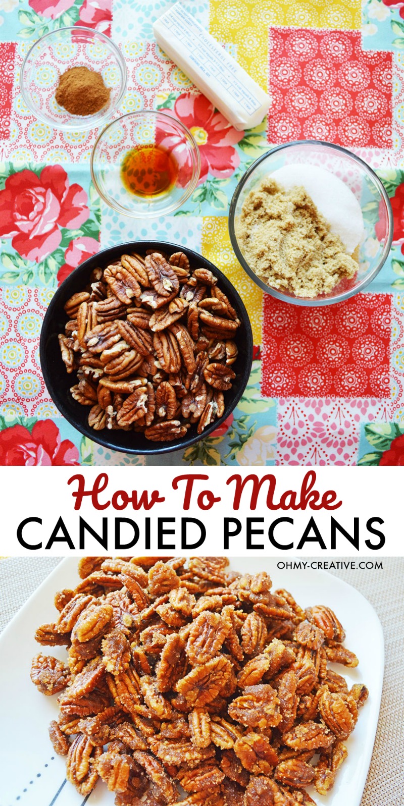 Candied Pecans Recipe | OHMY-CREATIVE.COM | Candied Pecans | Glazed Pecans | Sugar Coated Pecans | Sugared Pecans | Candied Pecans for Salads | Candied Pecans Brown Sugar