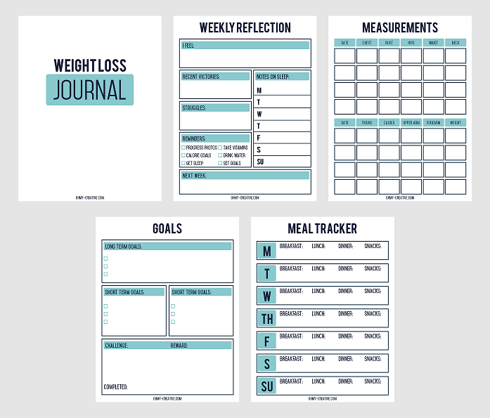 Five Page Weight Loss Chart and journey free printables