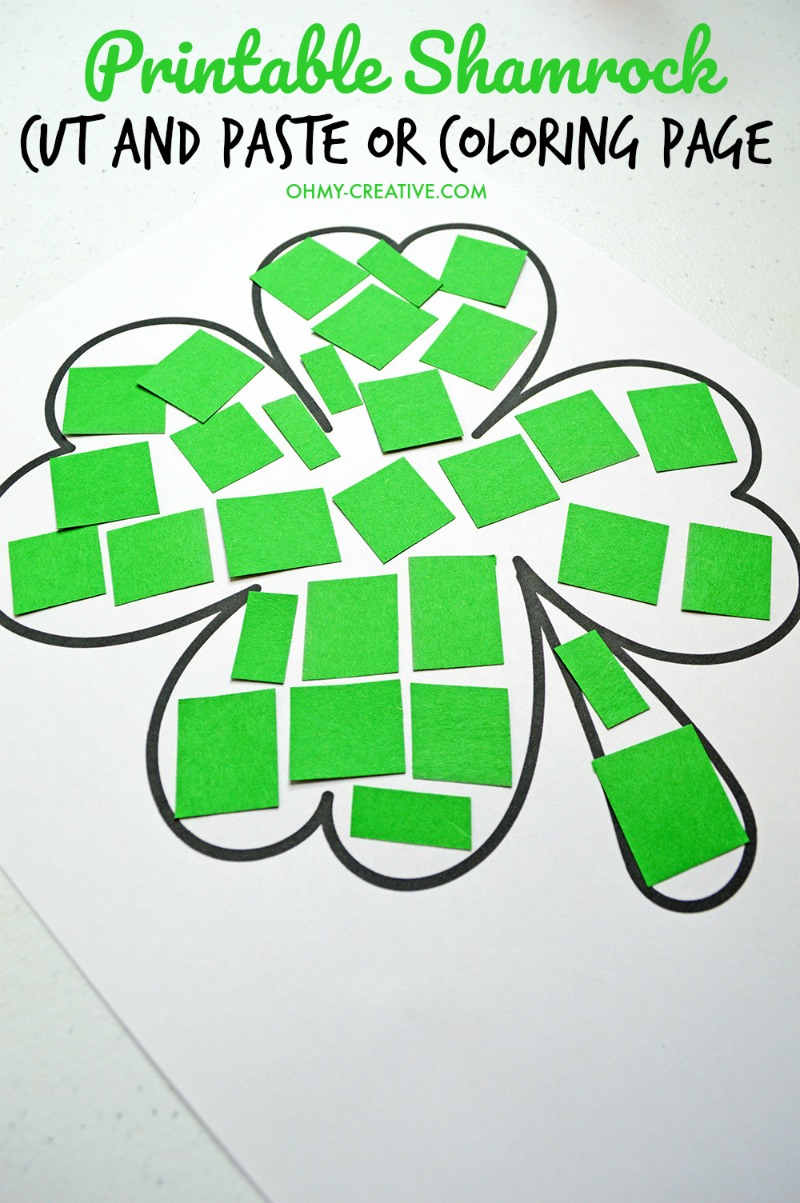Cut And Paste Shamrock Template or Coloring Page