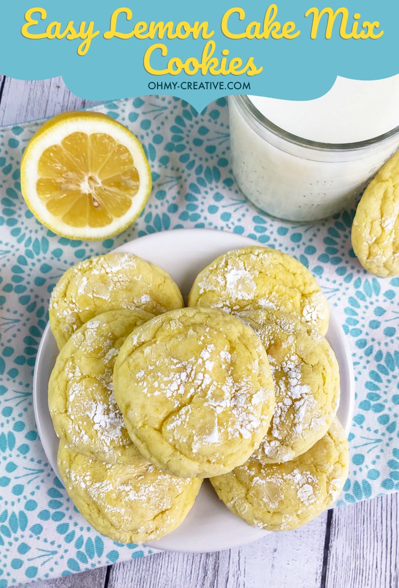 Easy Lemon Cake Mix Cookies Recipe | OHMY-CREATIVE.COM | Lemon Crinkle Cookies | Lemon Cookies | Easy Lemon Cookies | Lemon Cookie Recipe | Cake Mix Cookies | Lemon Crinkle Cookies with Cake Mix