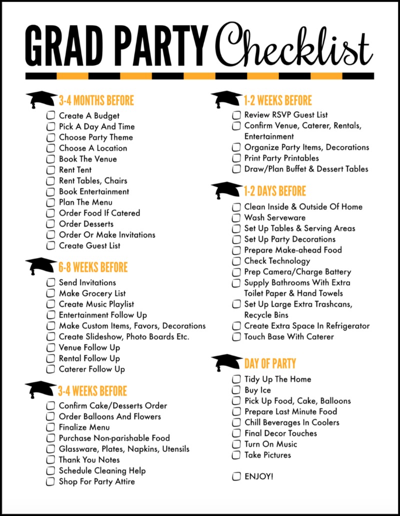 Grad Party Checklist for Graduation Party Planning |OHMY-CREATIVE.COM | Graduation Party Ideas | Graduation Party Printables