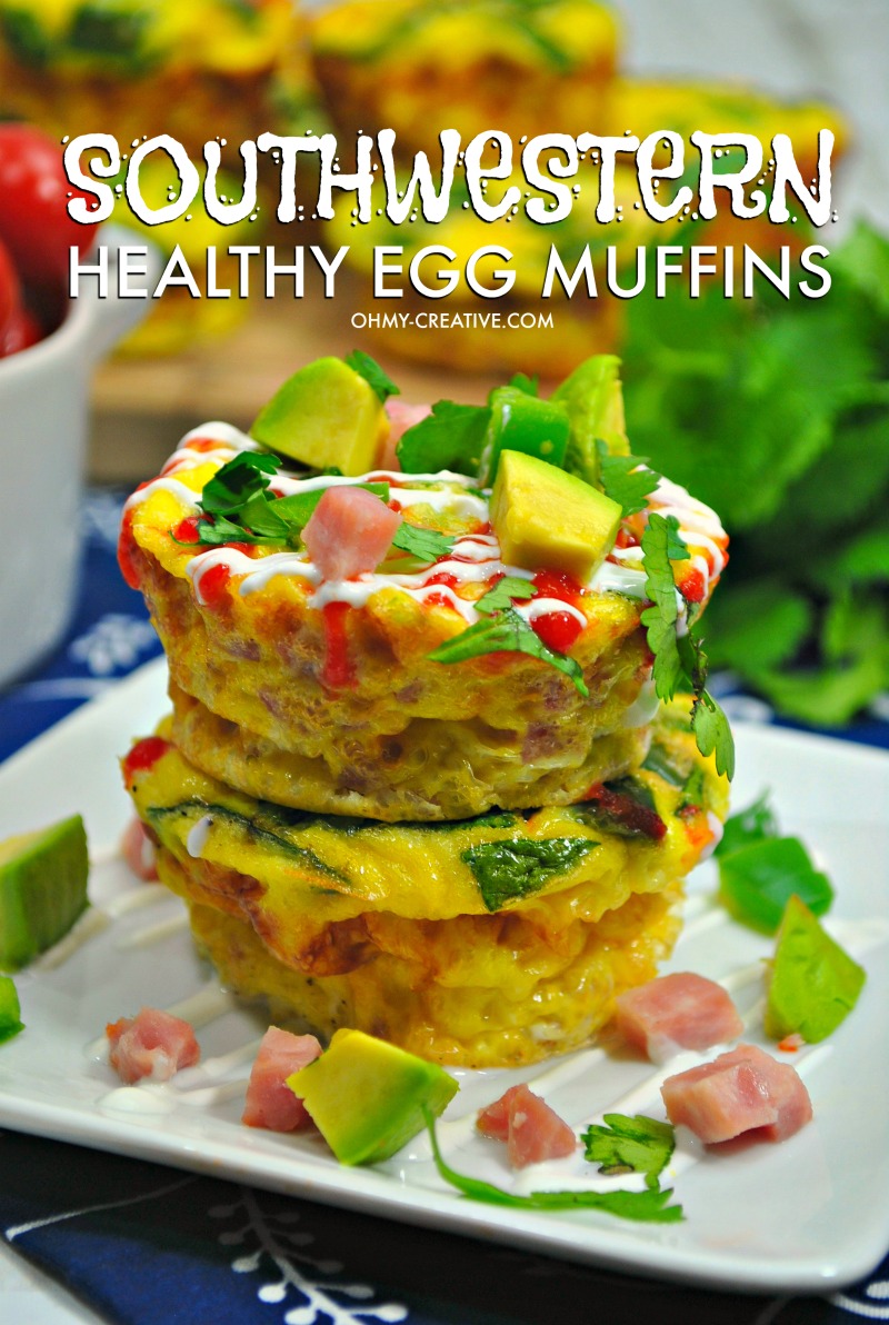 Southwestern Healthy Egg Muffins stacked on a plate 