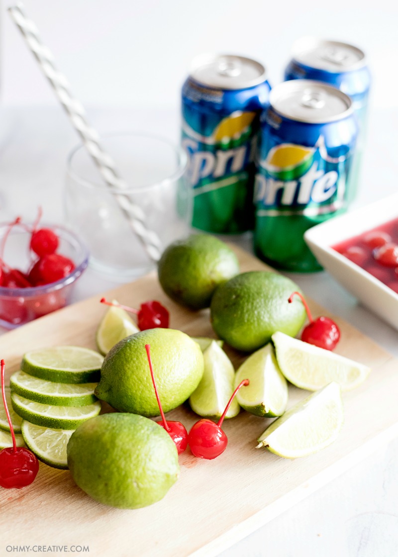 This Cherry Limeade Recipe is a refreshing drink all year long. Similar to the Sonic cherry limeade! OHMY-CREATIVE.COM | cherry limeade drink | limeade | cherry limeade soda | sonic limeade recipe #drink #cherrylimeade #drinkrecipe