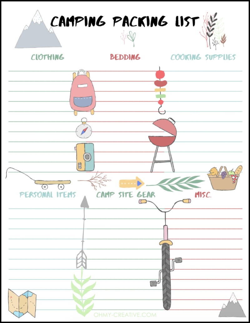 Camping Packing List Free Printable 