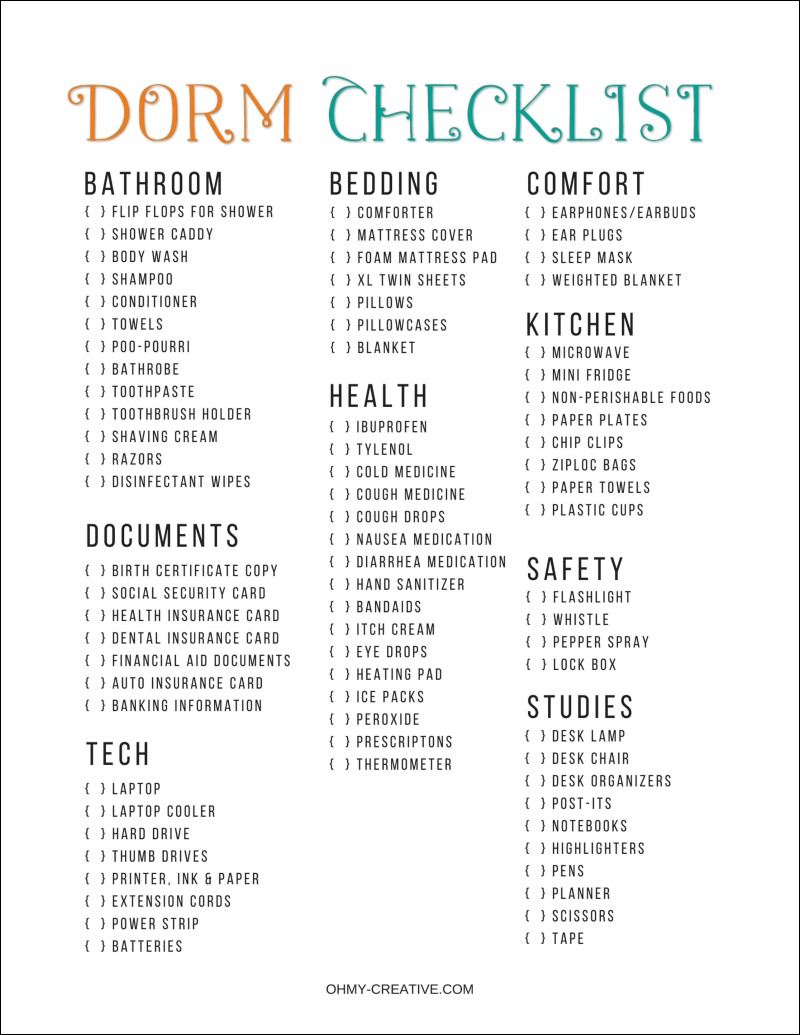Getting ready to send your child to college? One of the first things that is helpful is a College Packing List Free Printable or checklist. 