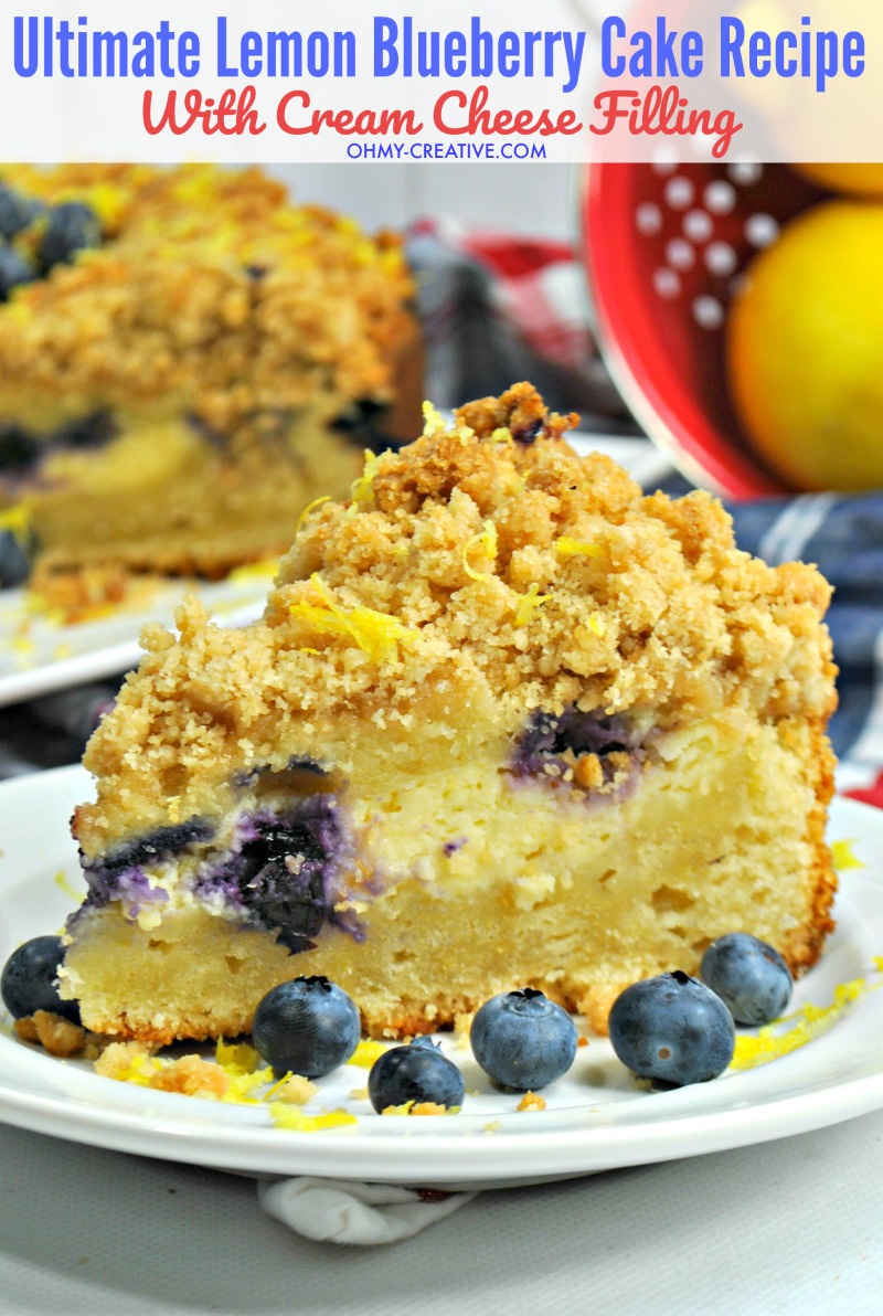 Create a delicious Lemon Blueberry Cake Recipe complete with a cream cheese layer and delicious crumb topping all in your Instant Pot or pressure cooker! A delicious light dessert that is beautiful and easy to assemble! #instantpotrecipe #pressurecookerrecipe #lemonblueberrycakerecipe #lemonblueberrycrumbcake 