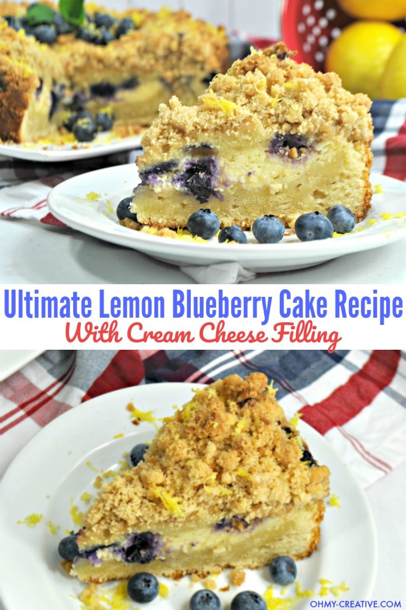 Create a delicious Lemon Blueberry Cake Recipe complete with a cream cheese layer and delicious crumb topping all in your Instant Pot or pressure cooker! A delicious light dessert that is beautiful and easy to assemble! #instantpotrecipe #pressurecookerrecipe #lemonblueberrycakerecipe #lemonblueberrycrumbcake