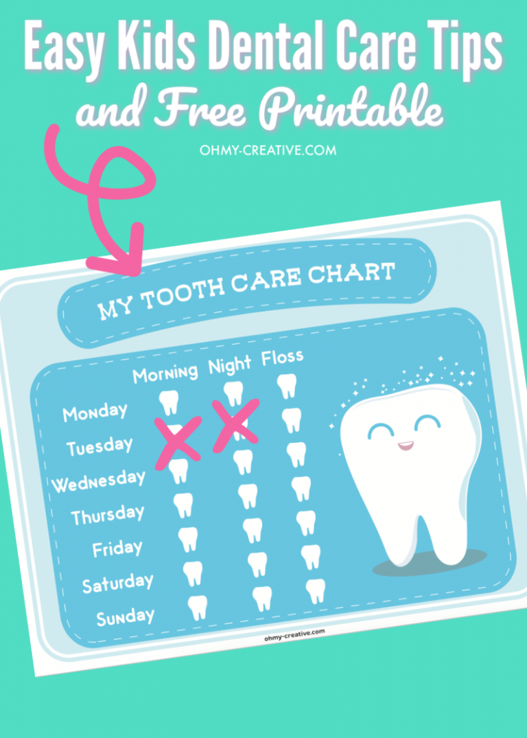 Easy Kids Dental Care Tips and Free Printable - Oh My Creative