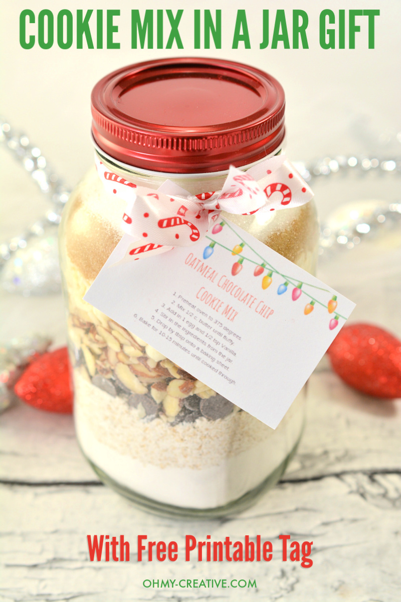 Oatmeal Chocolate Chip Cookie Mix In A Jar + Printable Tag