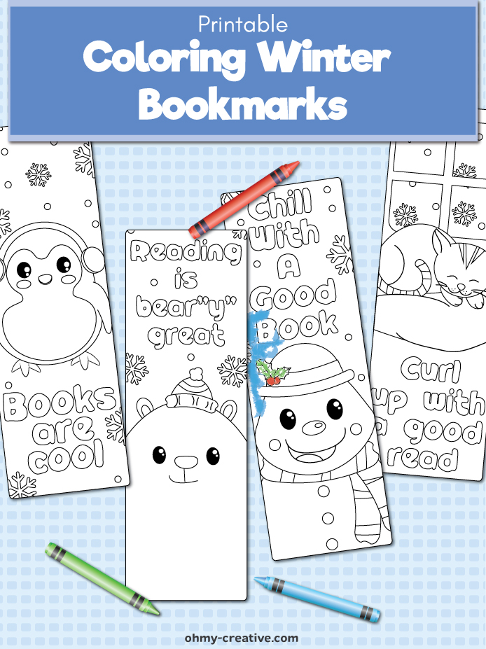 These Free Printable Winter Bookmarks To Color For Kids are a great winter activity to stay busy during the winter months. Plus they can use the winter coloring bookmarks when reading their favorite stories! OHMY-CREATIVE.COM #bookmarks #coloringbookmarks #kidsbookmarks #wintercoloringbookmarks #coloring #winterkidsactivity 