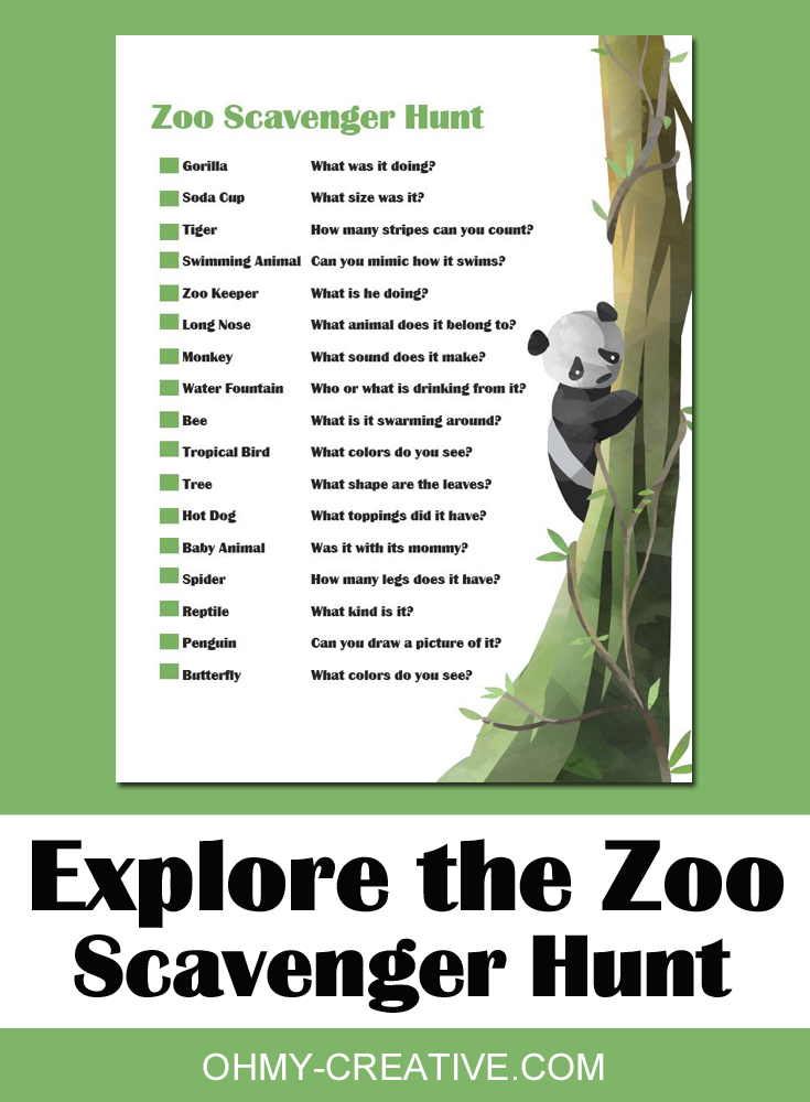 zoo scavenger hunt printable