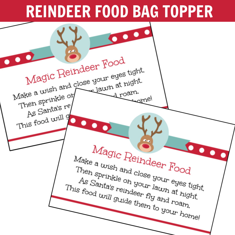 Image of the printable Magic Reindeer Food Bag Toppers