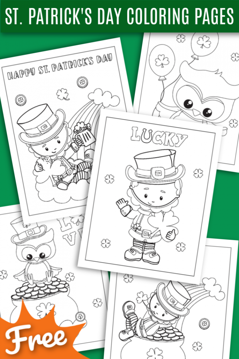 Five Free St. Patrick's Day Coloring Pages - The kids will love these cute leprechauns, shamrocks and pots of gold for the to color and celebrate St. Patrick's Day! Black and white st. Patrick's day pages to color.
